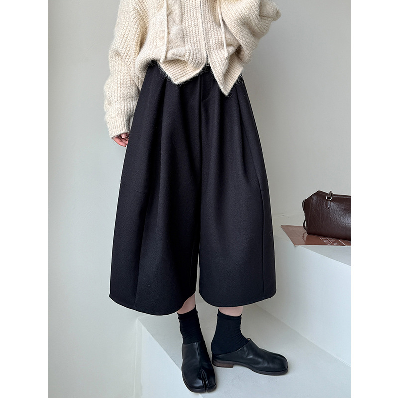 橘芷秋冬新款韩系秋冬百搭阔腿裤休闲宽松显瘦设计感8分裤子6207