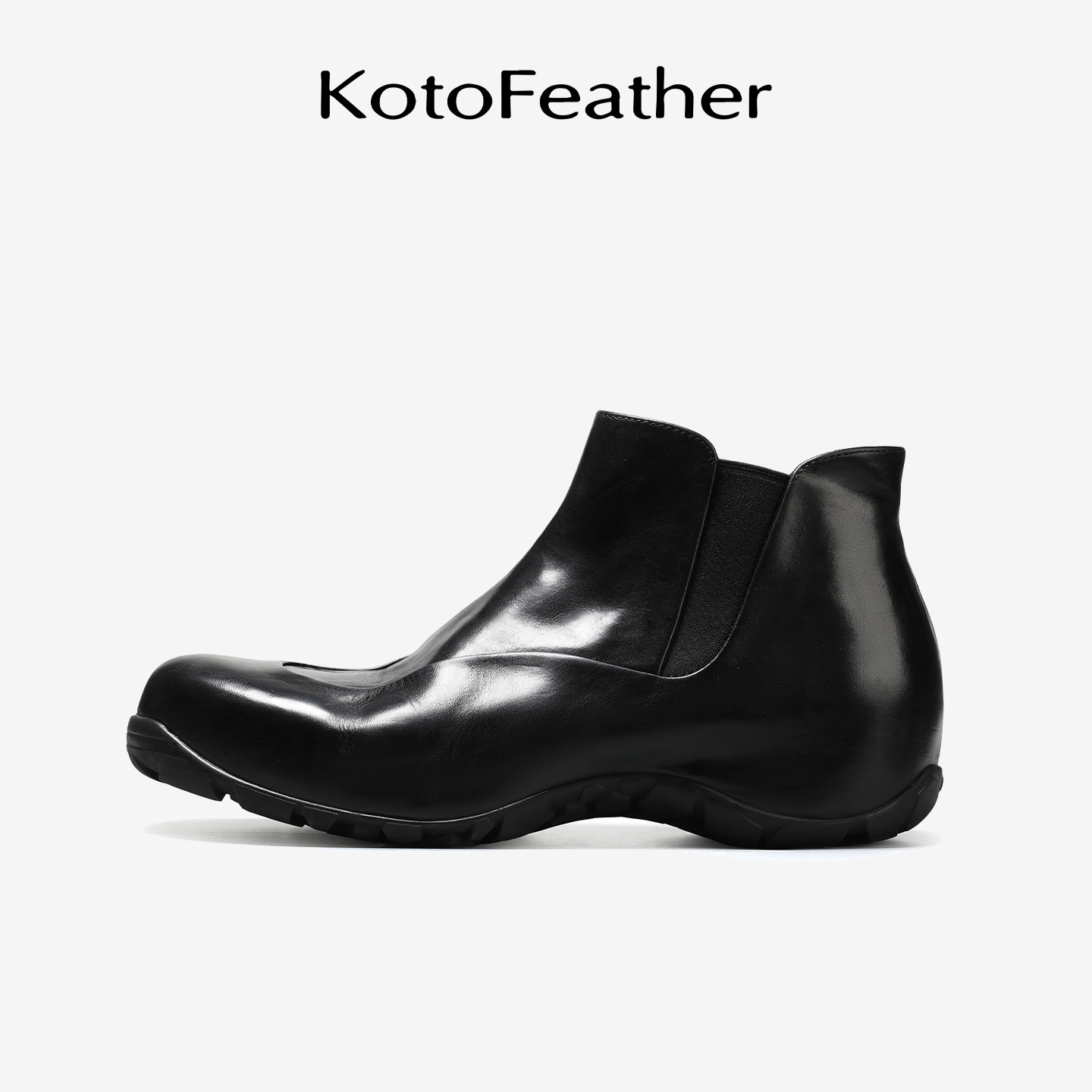 珡羽KotoFeather水洗马皮切尔西靴男士短靴内增高休闲皮靴新款