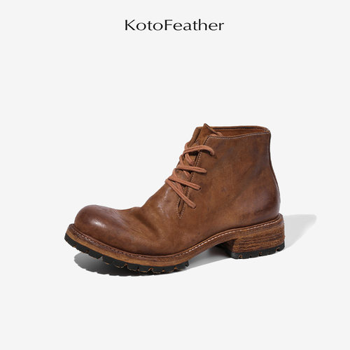 珡羽复古马丁靴马臀皮沙漠靴