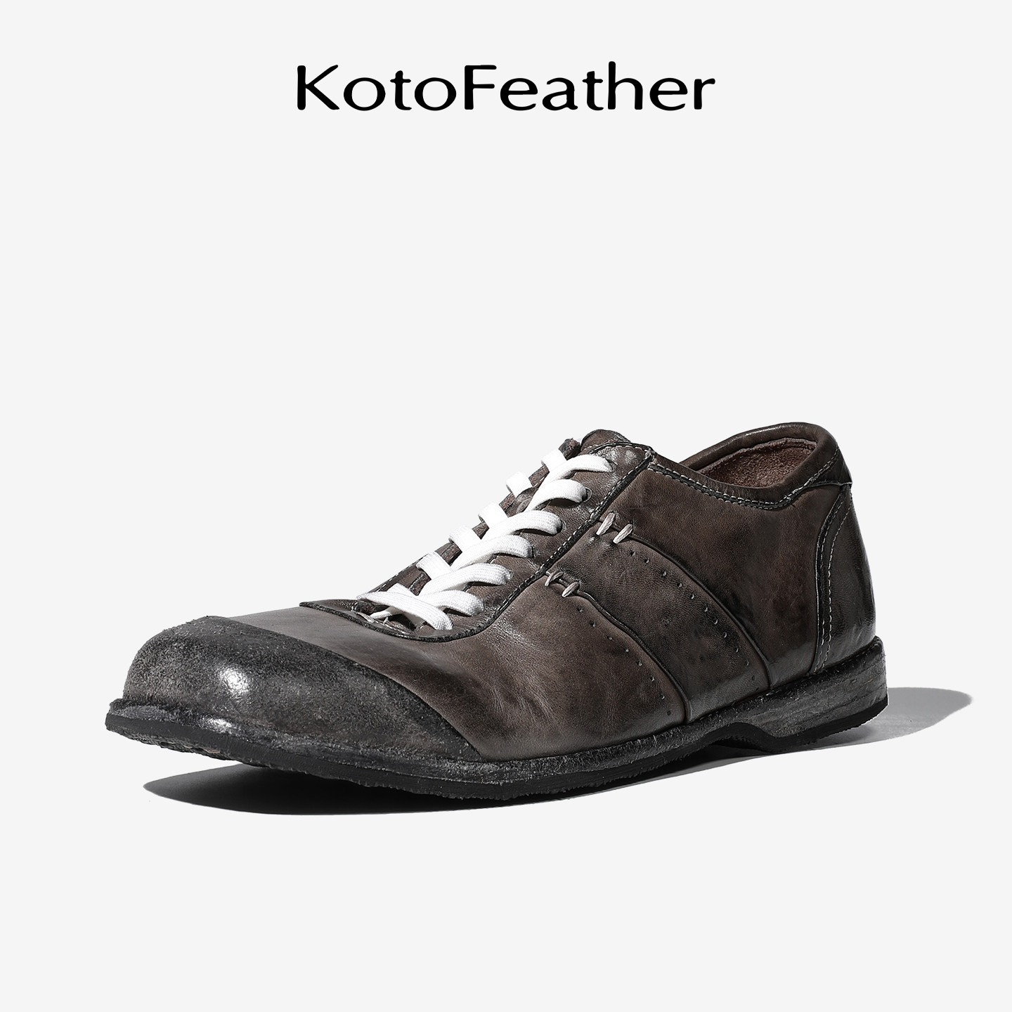 珡羽KotoFeather 德式水洗马皮拳击鞋手工植鞣透气皮底休闲皮鞋