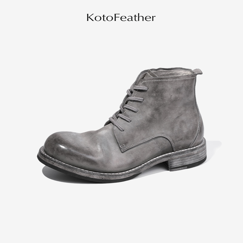 磨砂马臀皮休闲复古手工大头皮鞋