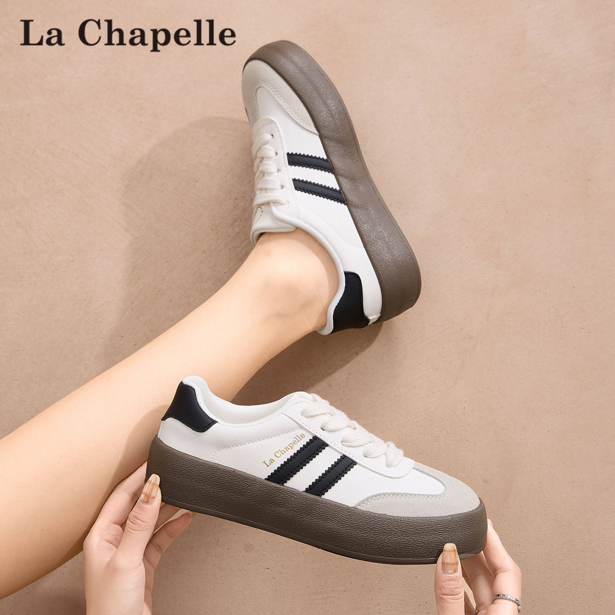 拉夏贝尔德训小白鞋女2026新款春夏爆款软底百搭厚底运动休闲板鞋,女鞋,时尚休闲鞋,淘宝优惠券,粉丝福利购,淘宝优惠卷