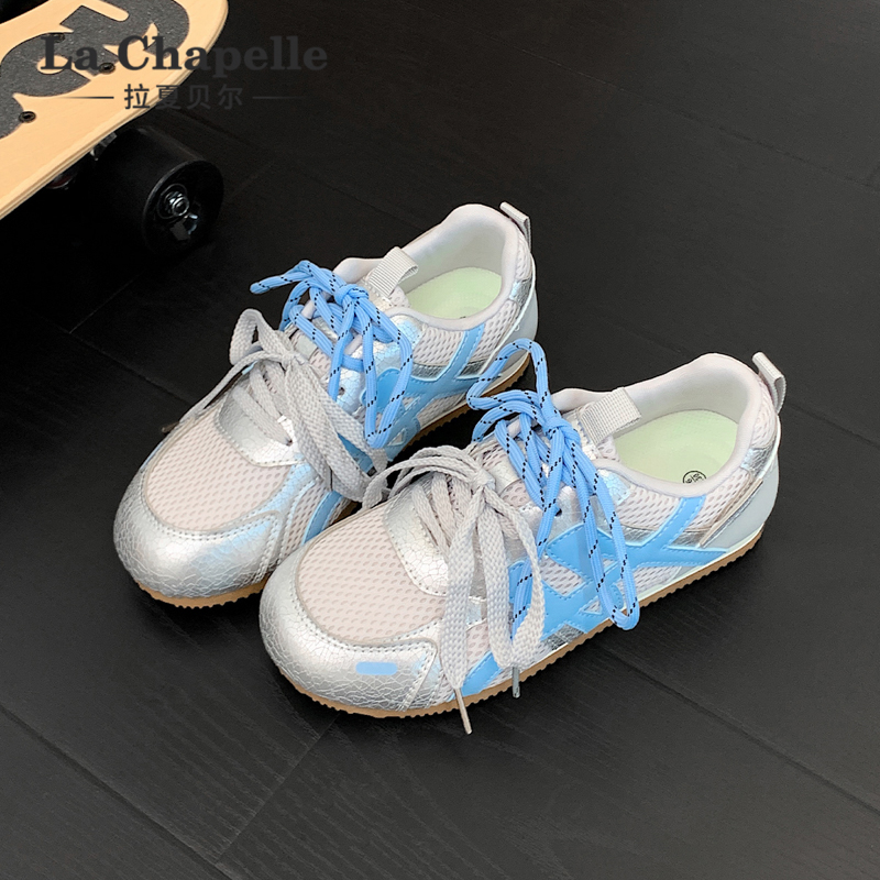 拉夏贝尔小白鞋女2025新款夏季透气网面百搭轻便运动休闲软底板鞋