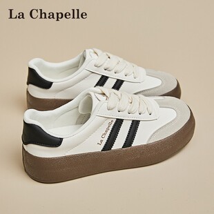 拉夏贝尔德训小白鞋女2026新款春夏爆款软底百搭厚底运动休闲板鞋