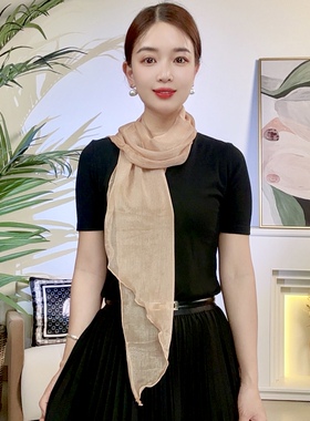 予凡【轻纱】时尚百搭女士纯色丝巾防晒文艺琉璃纱巾