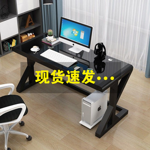 桌家用简约经济型书桌简易钢化玻璃电脑桌学习桌子厂 电脑台式