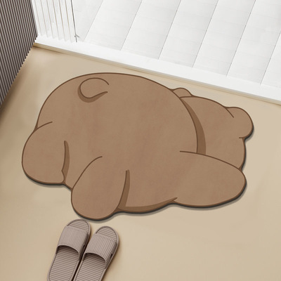 T-熊猫卫生间门口防滑地垫浴室卡通硅藻泥吸水垫软垫厕所小地毯