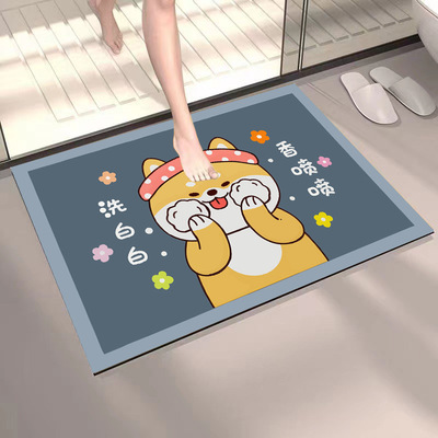 新款 卡通软硅藻泥地垫浴室吸水垫卫生间厕所门口防滑速干脚垫入