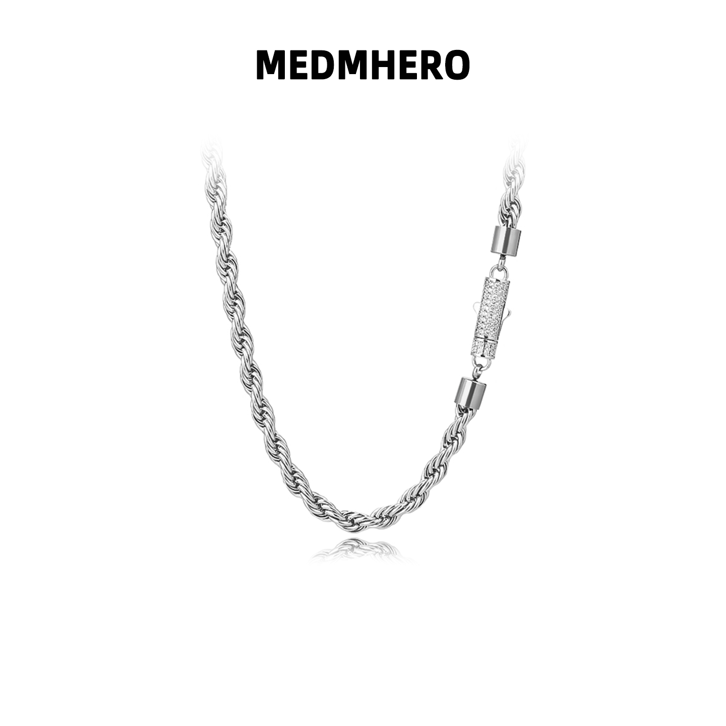 邓为同款满钻卡扣麻花链男生