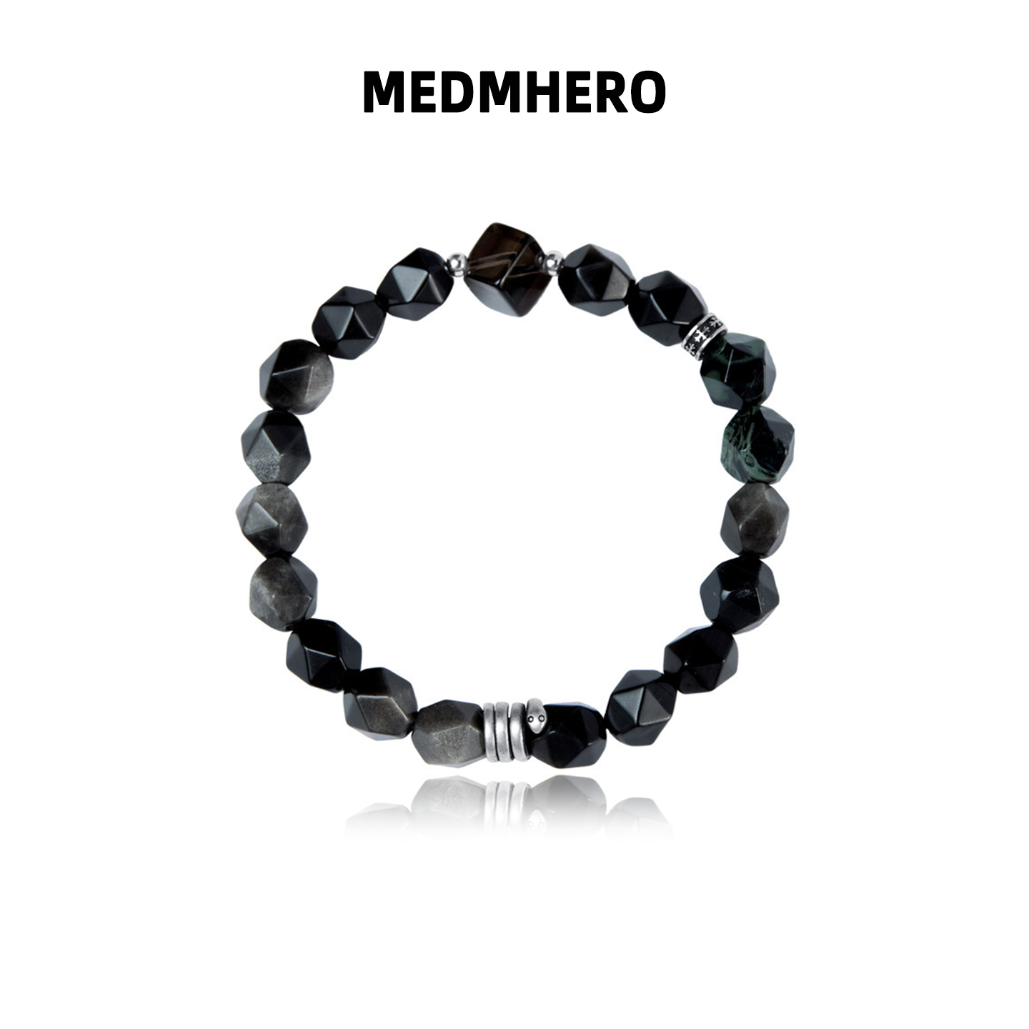 卷卷蛇菱形银曜石雀崽石手串