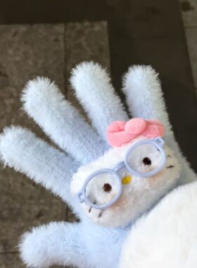 小红书同款眼镜kitty手套