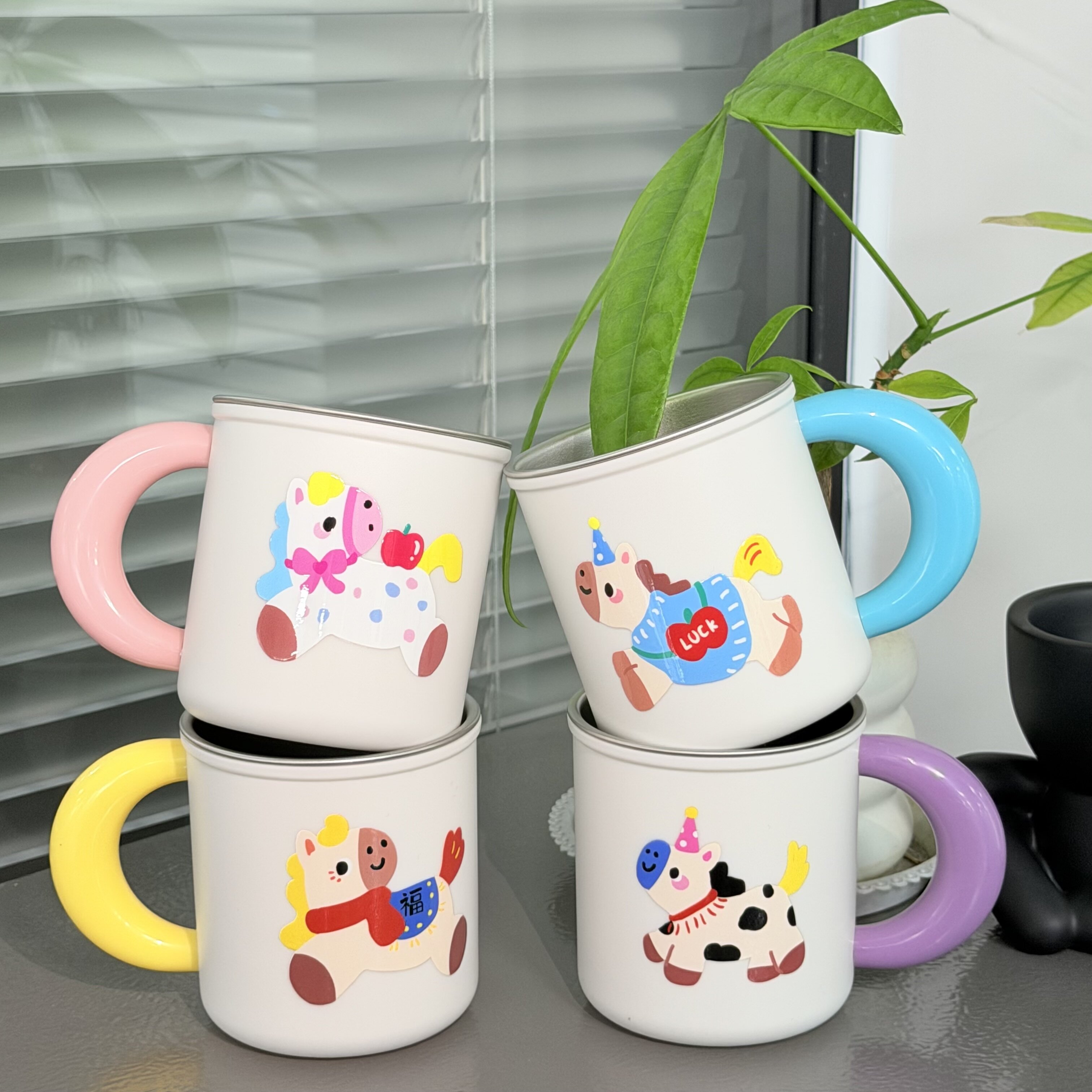 316不锈钢儿童漱口杯防霉抗菌可爱刷牙杯带手柄家用洗漱杯子防摔