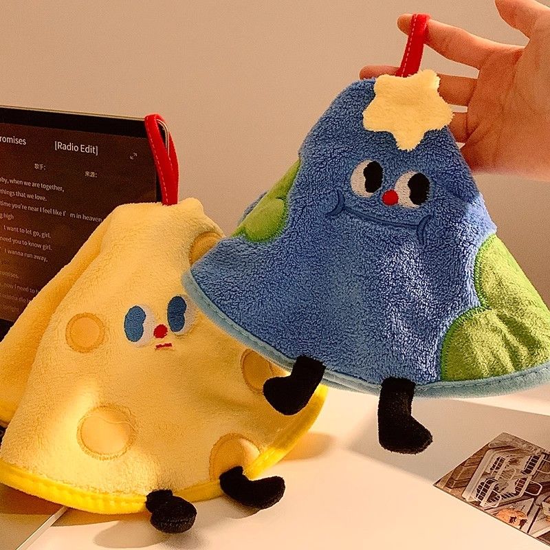 速干加厚吸水卫生间厨房儿童抹布挂式手帕毛巾可爱卡通手巾珊瑚