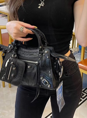 25新款Lecity机车包腋下包铆钉流苏三合一月牙包牛皮单肩斜挎包