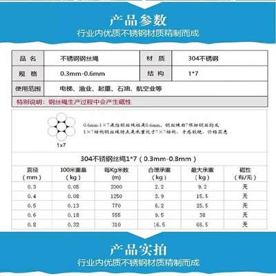 刚丝线 钢线超细 0.2/0.3/0.4/0.5/0.6 细多股钢丝绳软家用