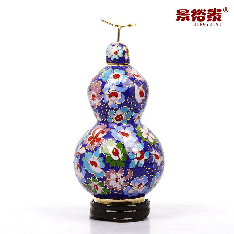 景裕泰传统工艺6寸景泰蓝铜葫芦花瓶铜胎掐丝珐琅家居客厅装饰品