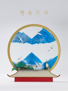 马鹿德寿同臻流沙画摆件新中式长辈领导老师高端文创生日礼物送礼