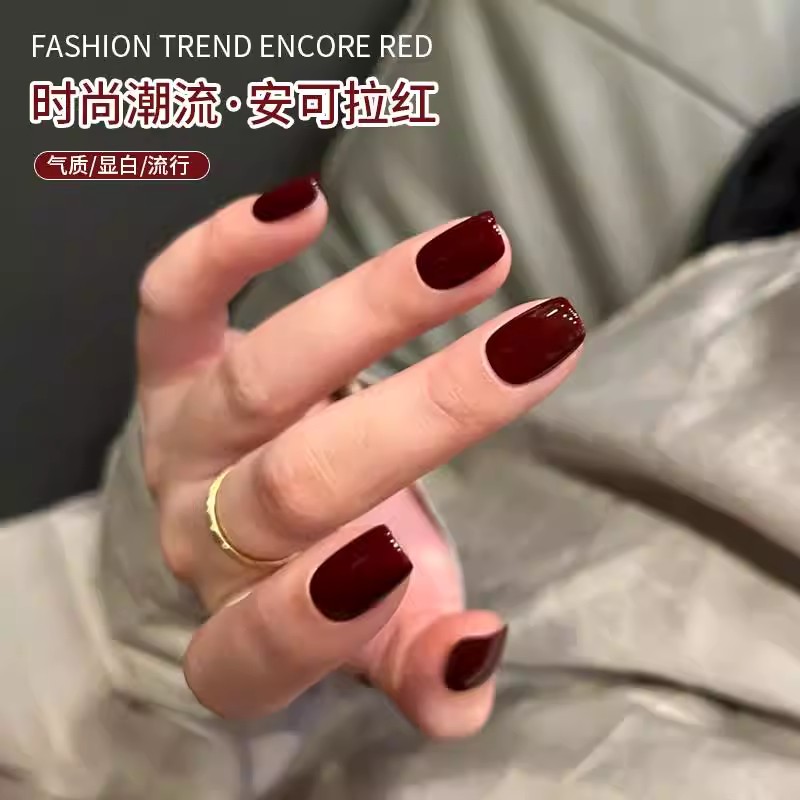 爆款番茄红色指甲油胶2025年新款流行显白酒红色光疗胶美甲店专用