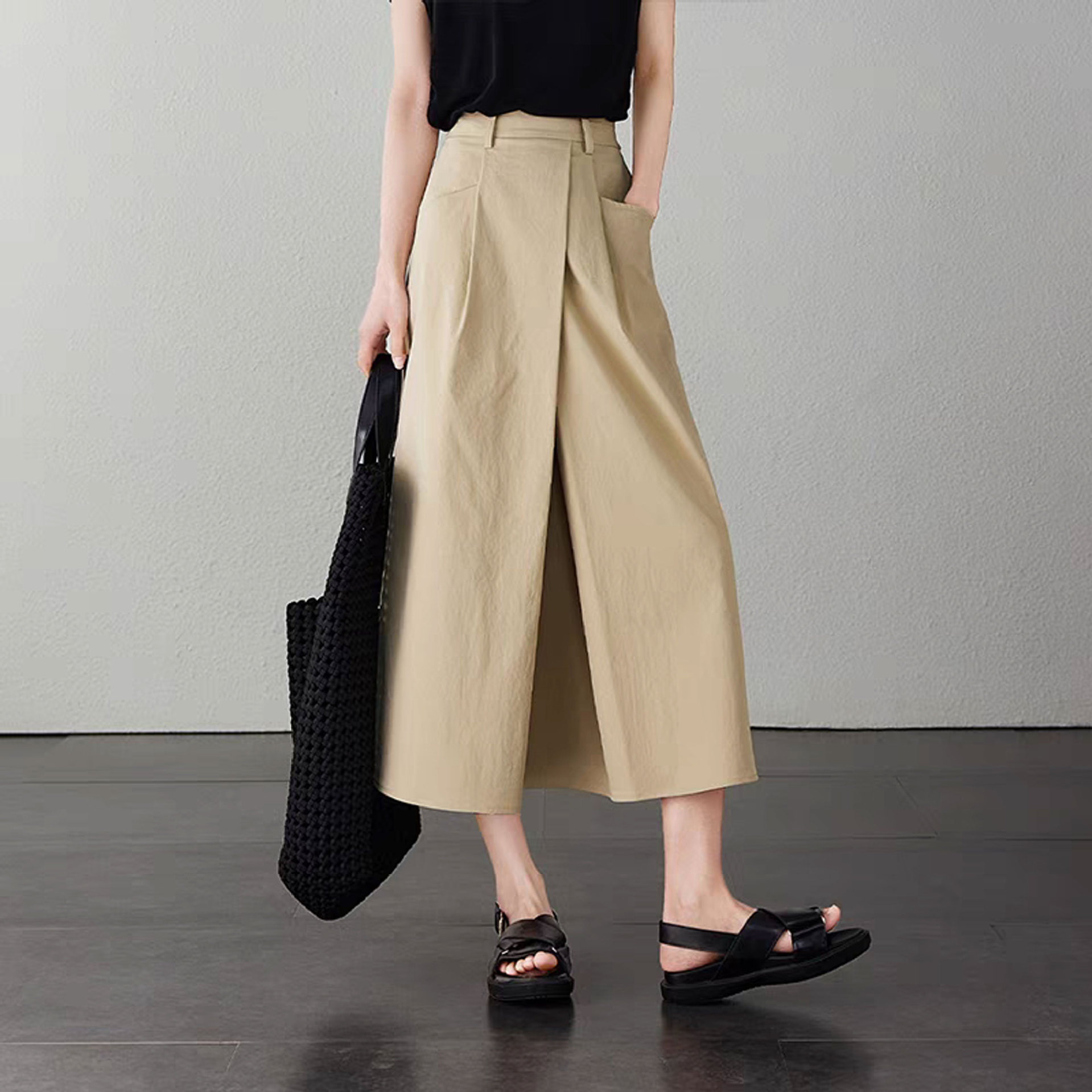 抗皱设计感通勤气质A字半身裙秋