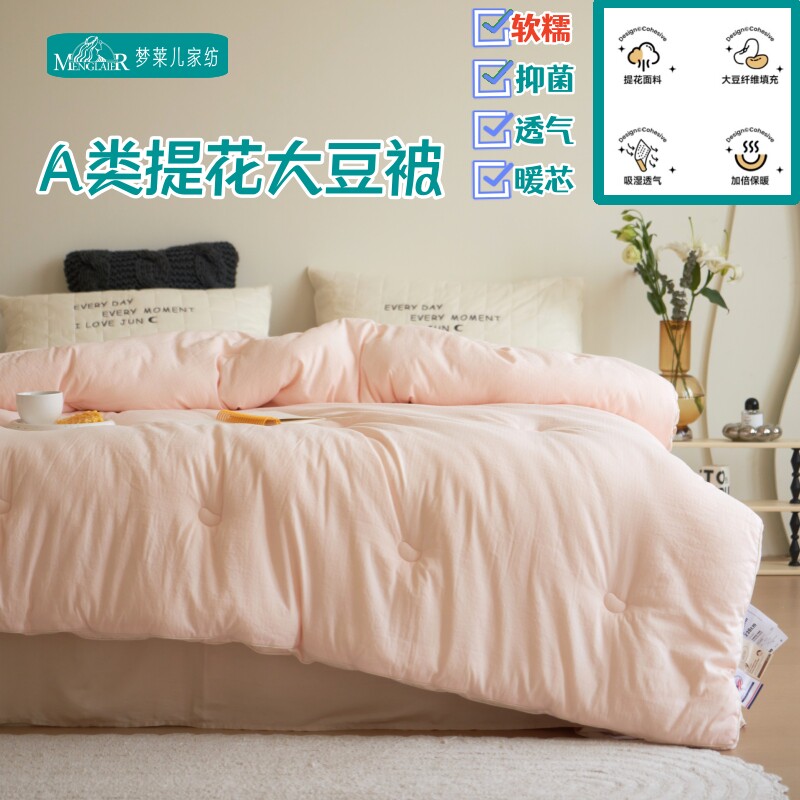 梦莱儿 提花大豆被加厚保暖抗菌被芯柔软蓬松四季被褥宿舍居家