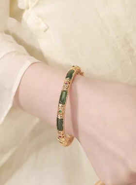 925银复古新中式和田碧玉明妃无事牌手镯民族风女小众设计高级感