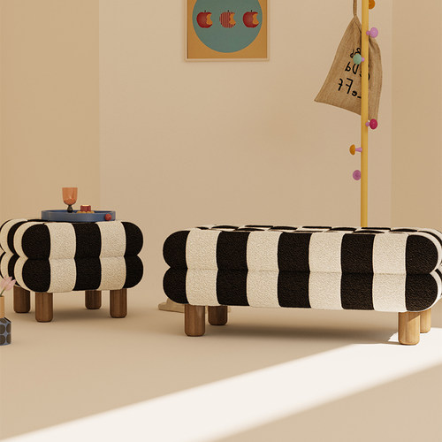 早迟简约奶油风矮凳入户换鞋凳