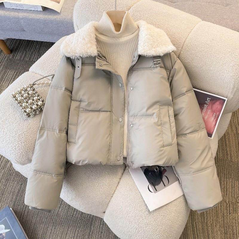 羊羔毛领棉服女冬季2025新款大码胖短款面包服加厚棉衣外套,女装/女士精品,棉衣/棉服,淘宝优惠券,粉丝福利购,淘宝优惠卷