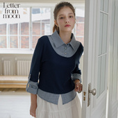 Letter 新款 from 单眼皮妮可同款 moon假两件衬衫 秋季 长袖 上衣女