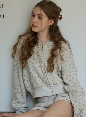 【卢昱晓同款】Letter from moon25新款华夫格连帽拉链外套