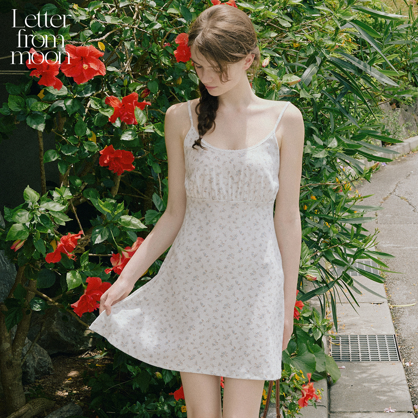 Letter from moon优雅碎花吊带连衣裙2025年夏季新款纯欲甜美女裙