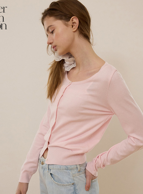 Letter from moon圆领针织衫25夏刺绣长袖开衫