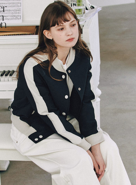 Letter from moon2024春季新款休闲棒球服女简约百搭通勤夹克外套