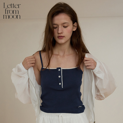 Letter from moon方领蕾丝纯欲吊带2025夏季新款清新百搭短袖女