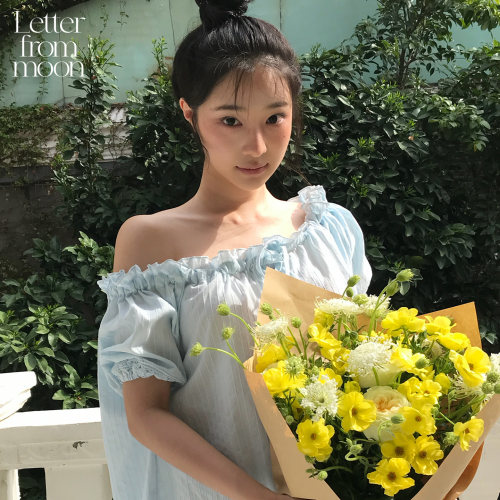 Letter from moon不对称单肩花边设计感女式衬衫26夏新款露肩T恤