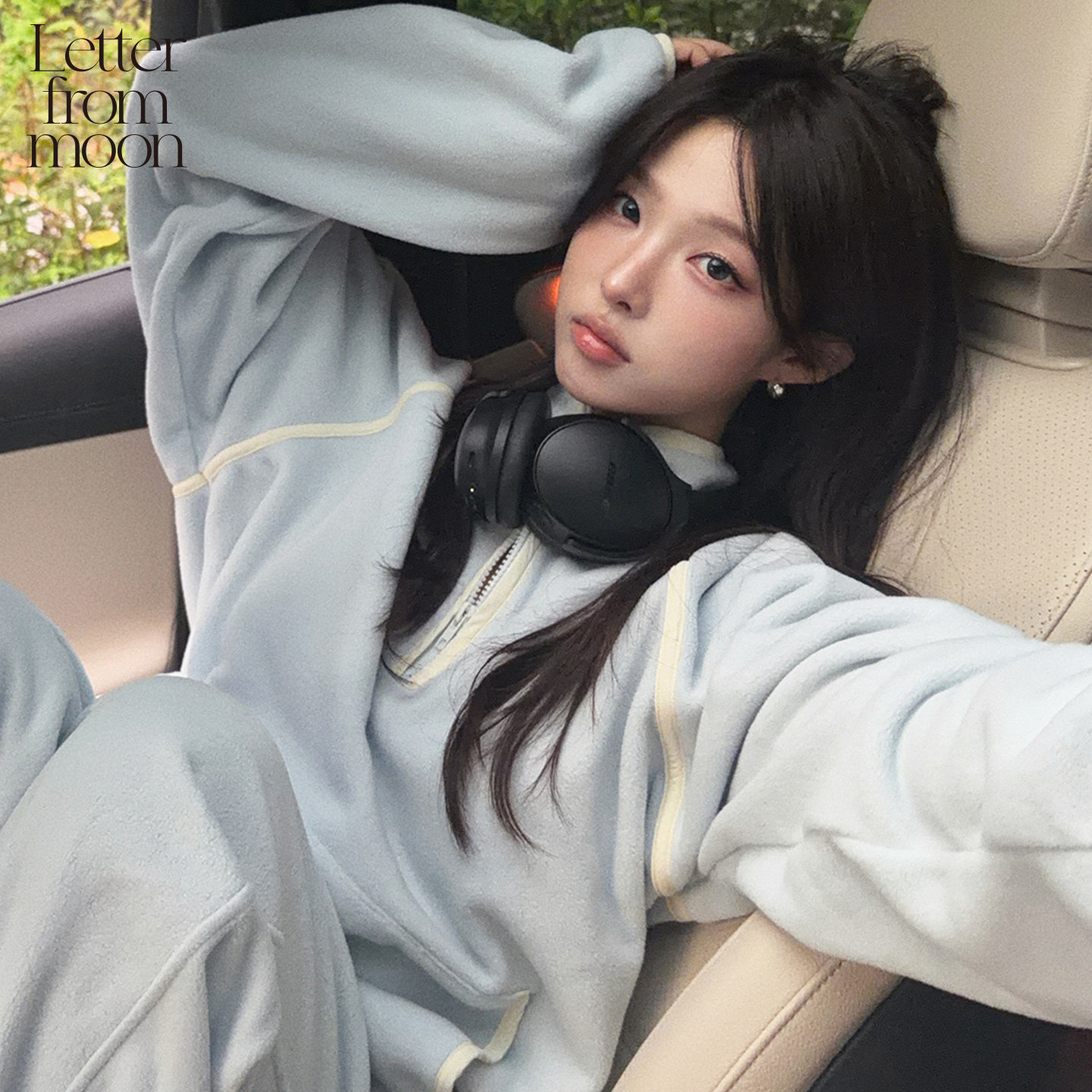 Letter from moon 软糯抓绒半开拉链上衣2026秋新高领设计感卫衣