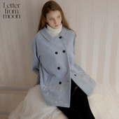 from moon 2025冬季 Letter 新款 双排扣羊毛外套女松弛感保暖大衣