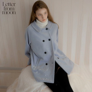 新款 Letter 2025冬季 moon 双排扣羊毛外套女松弛感保暖大衣 from