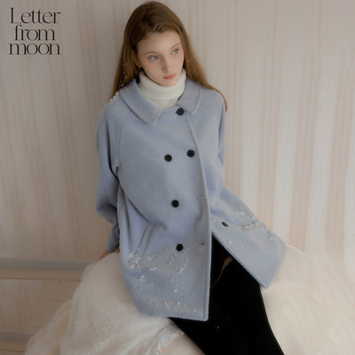 Letter from moon 2025冬季新款双排扣羊毛外套女松弛感保暖大衣