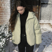 明星同款 保暖连帽棉服女宽松休闲风外套 moon冬季 Letter from