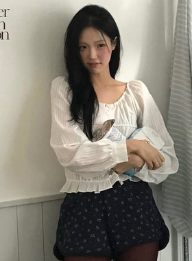 ITZY李彩领同款丨Letter from moon鼠尾荷叶边雪纺衫25春款上衣女