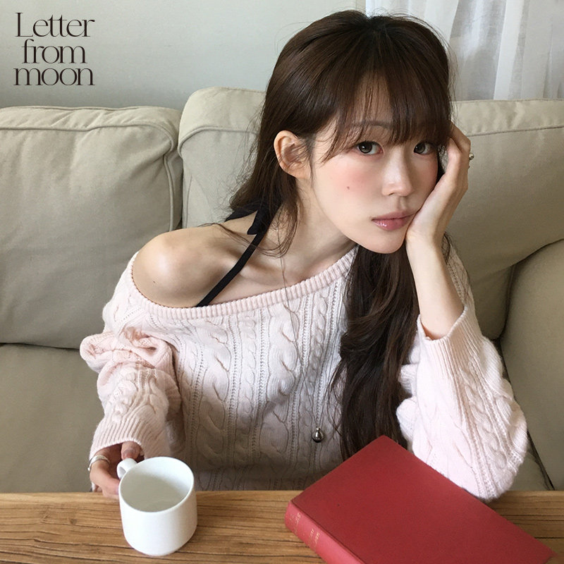 【徐若晗同款】Letter from moon 25冬羊毛毛衣露肩氛围感针织衫