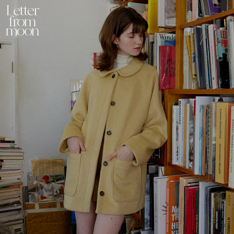 【叶青同款】Letter from moon中长款羊毛外套秋冬复古毛呢大衣女