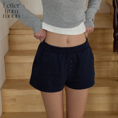 from moon纯色松紧腰运动风短裤 女25年夏季 Letter 休闲裤