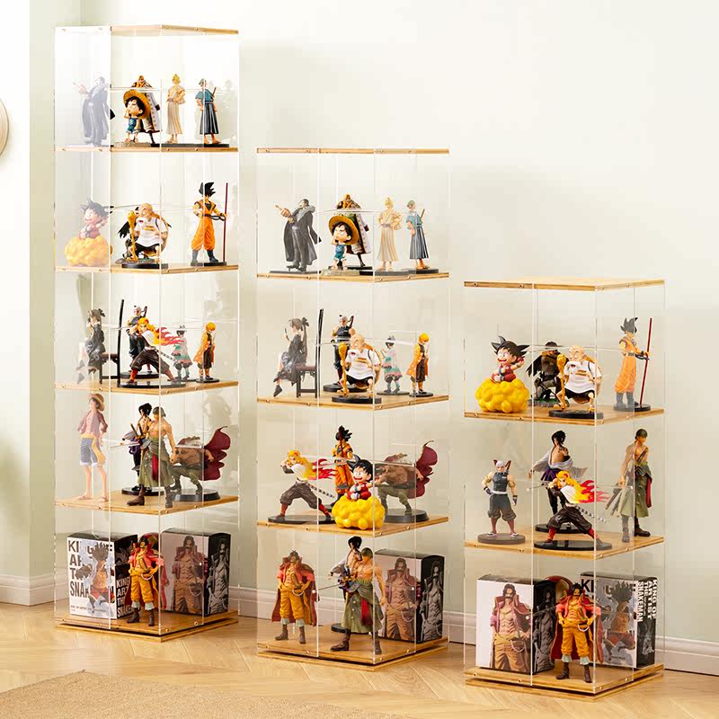 旋转手办展示柜亚克力乐高模型玩具展示架家用陈列柜非玻璃化妆品
