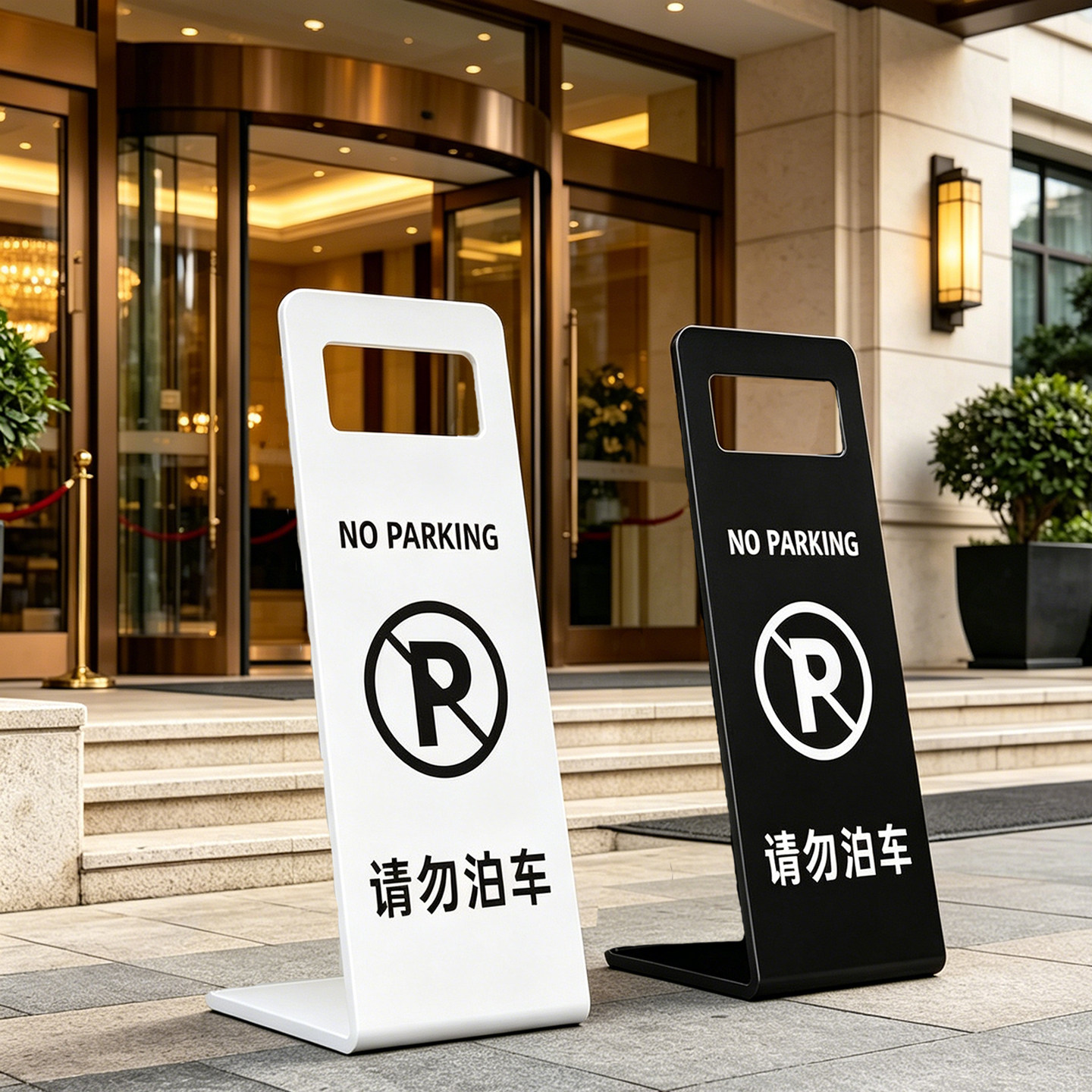 请勿泊车提示牌酒店门口禁止停车警示牌立牌专用车位告示牌酒店卫生间小心地滑提示牌清洁中暂停使用标识牌子
