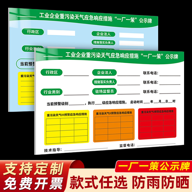 工厂一厂一策公示牌应急措施标牌