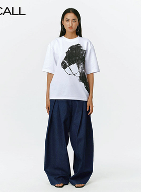 LLCALL 斑驳马头宽松印花圆领T恤
