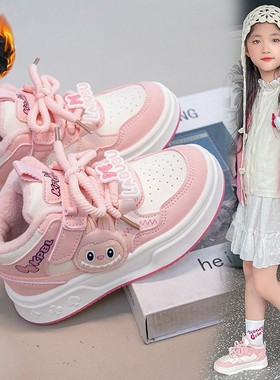 ABC Fans女童板鞋加绒二棉运动鞋高帮卡通鞋2025秋冬新款儿童鞋子