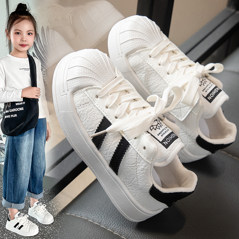ABC Fans女童小白鞋时尚板鞋2025春秋新款小女孩软底防滑运动鞋女