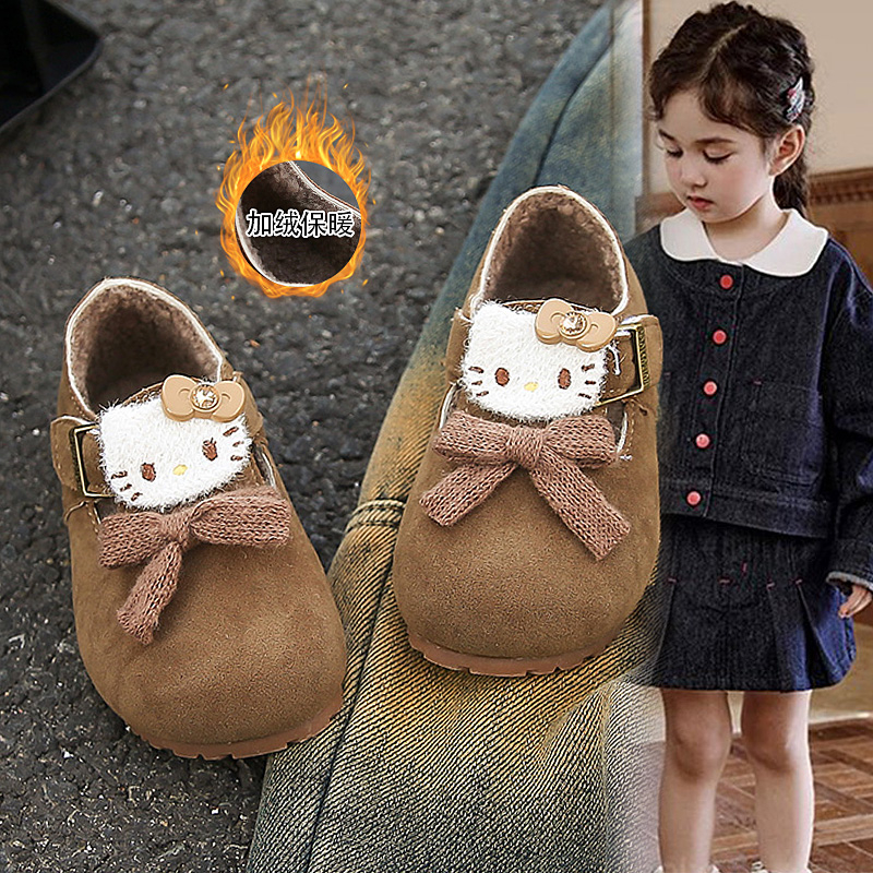 ABC Fans女童加绒勃肯鞋加厚时尚豆豆鞋2025秋冬新款小女孩二棉鞋